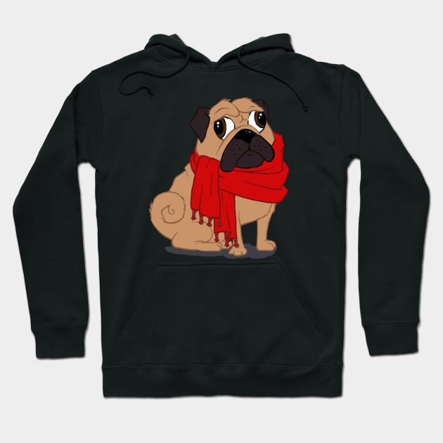 Pug Scarf Hoodie by AnaKing